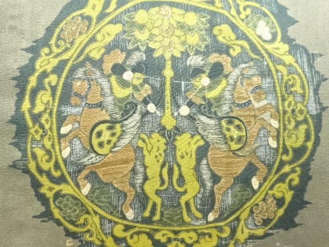 JAPANESE KIMONO / ANTIQUE FACING PHOENIX / HUNTING PATTERN MENS JUBAN